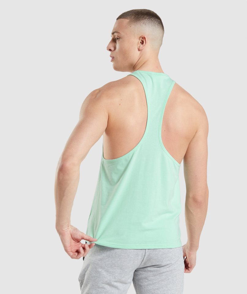 Men's Gymshark Critical Stringer Tanks Mint | CA 31D0A5